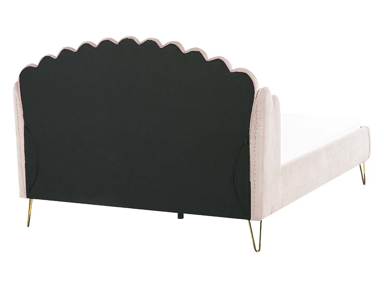 Lit avec sommier Velours AMBILLOU 160 x 200 cm Beige clair