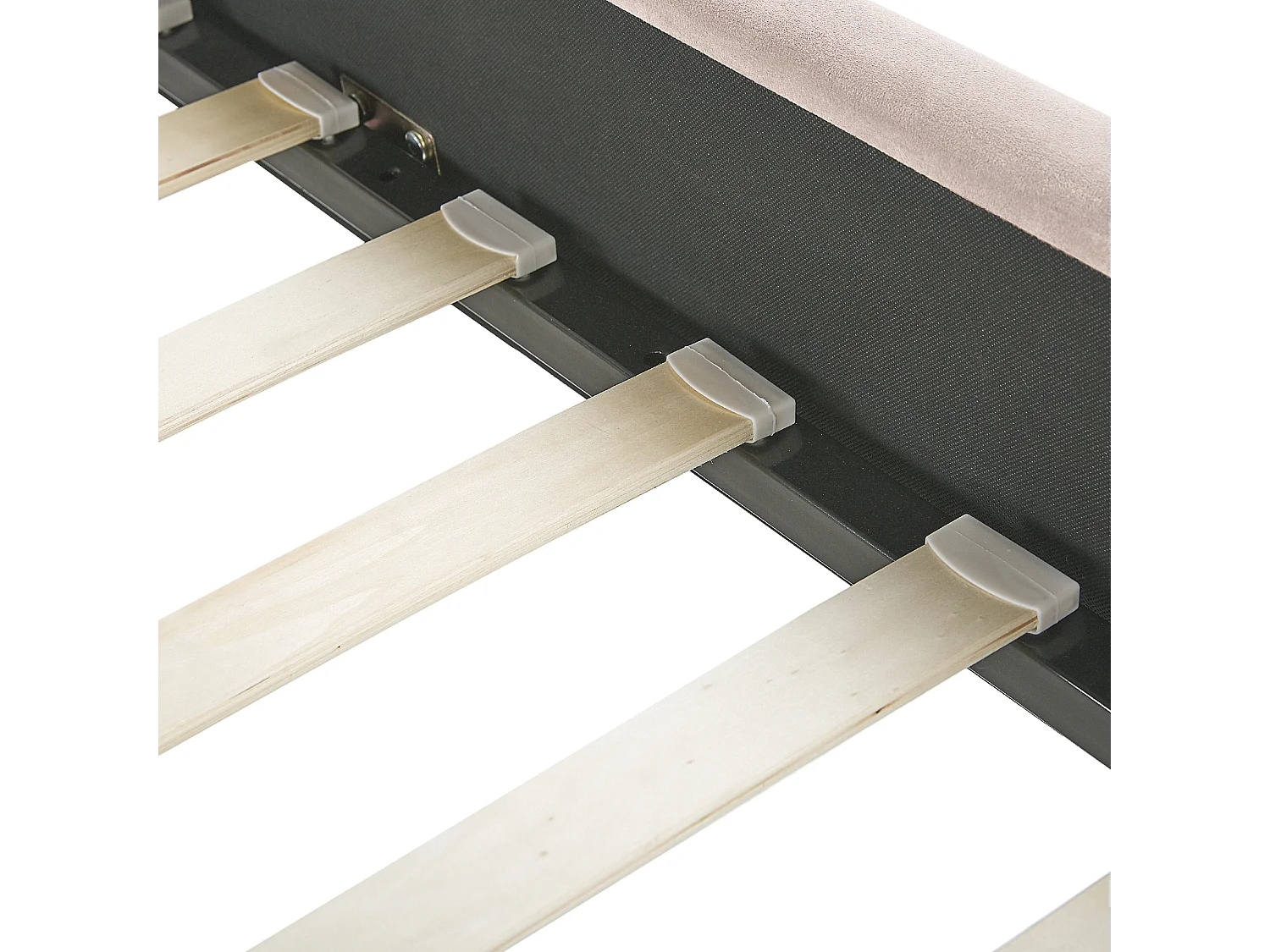 Lit avec sommier Velours AMBILLOU 160 x 200 cm Beige clair