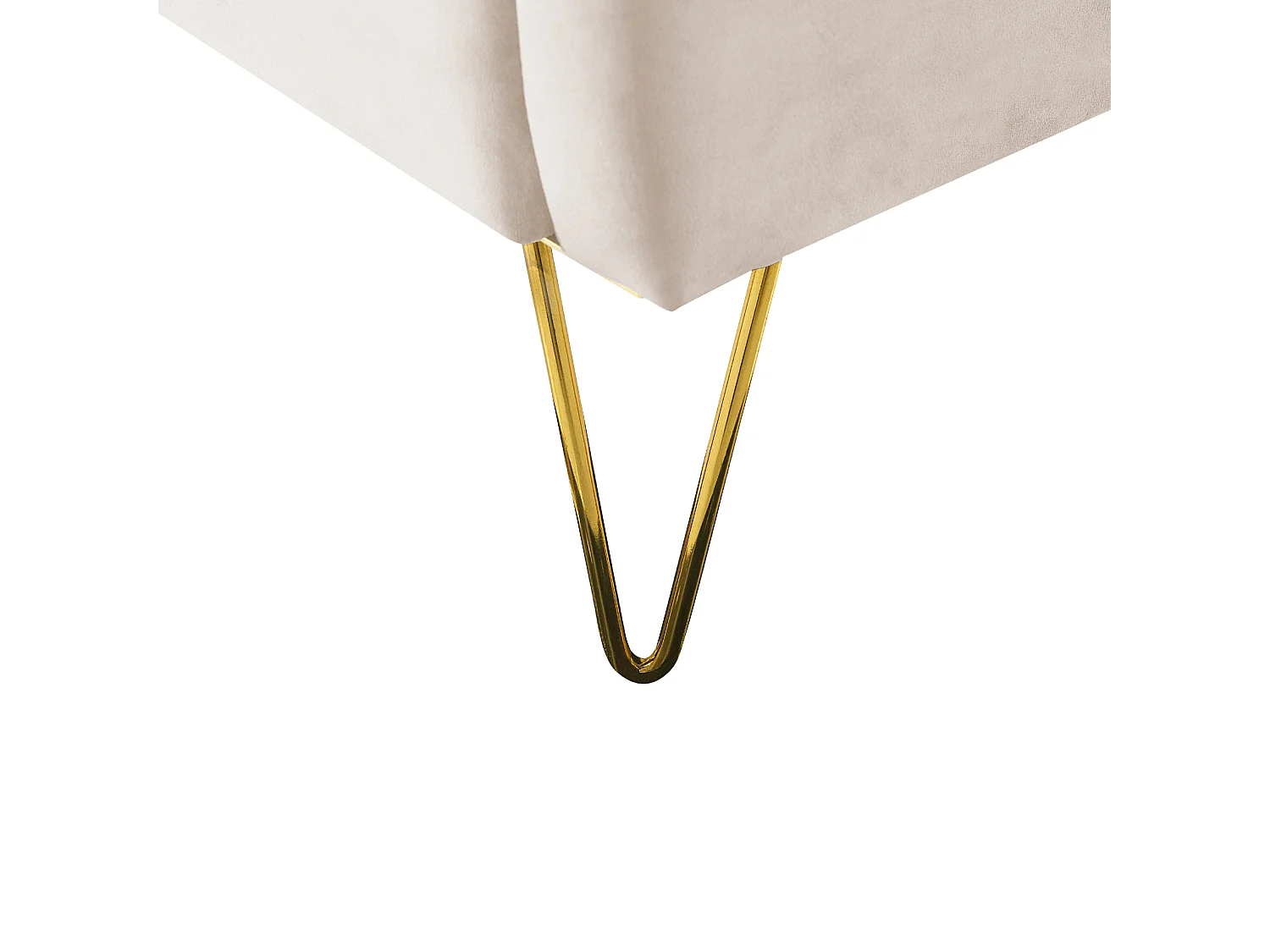 Lit avec sommier Velours AMBILLOU 160 x 200 cm Beige clair