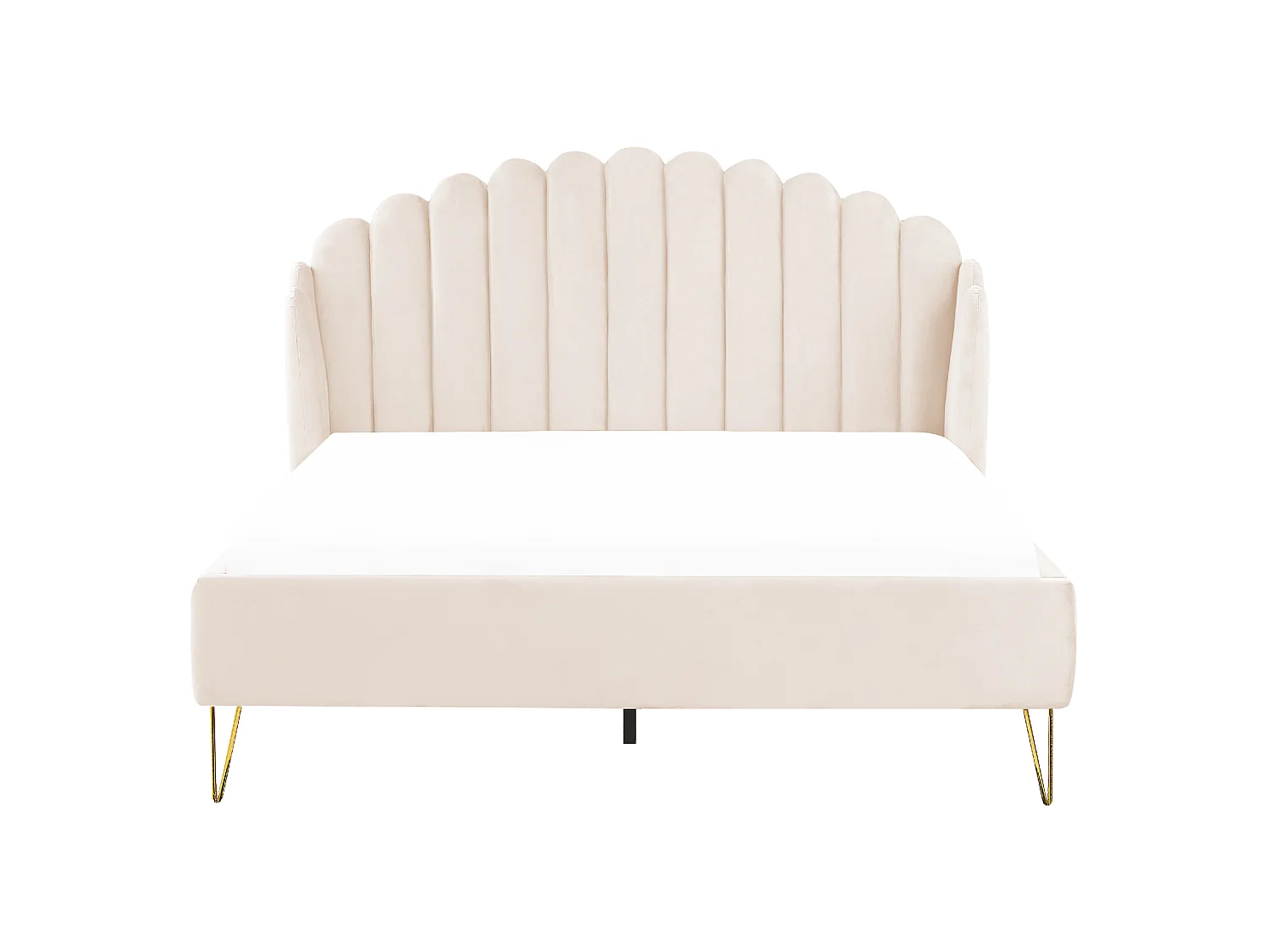 Bed Velvet AMBILLOU 160 x 200 cm (EU King Size) Light Beige