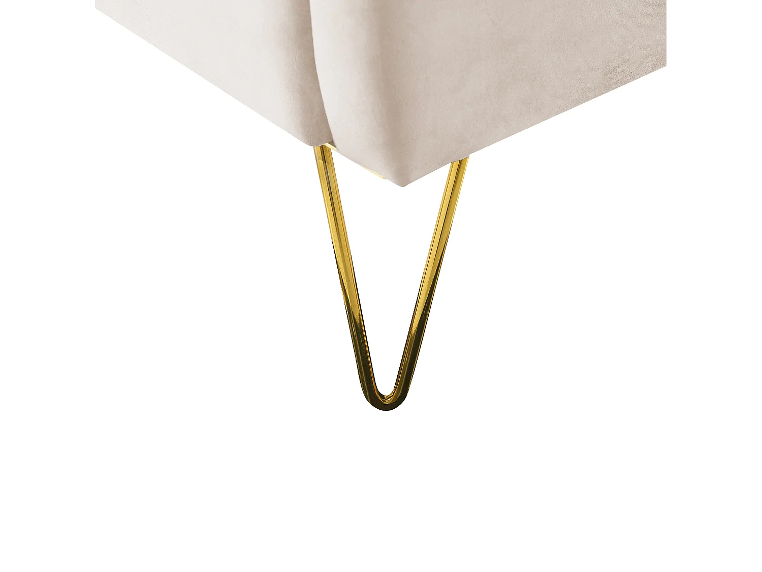 Bed Velvet AMBILLOU 160 x 200 cm (EU King Size) Light Beige