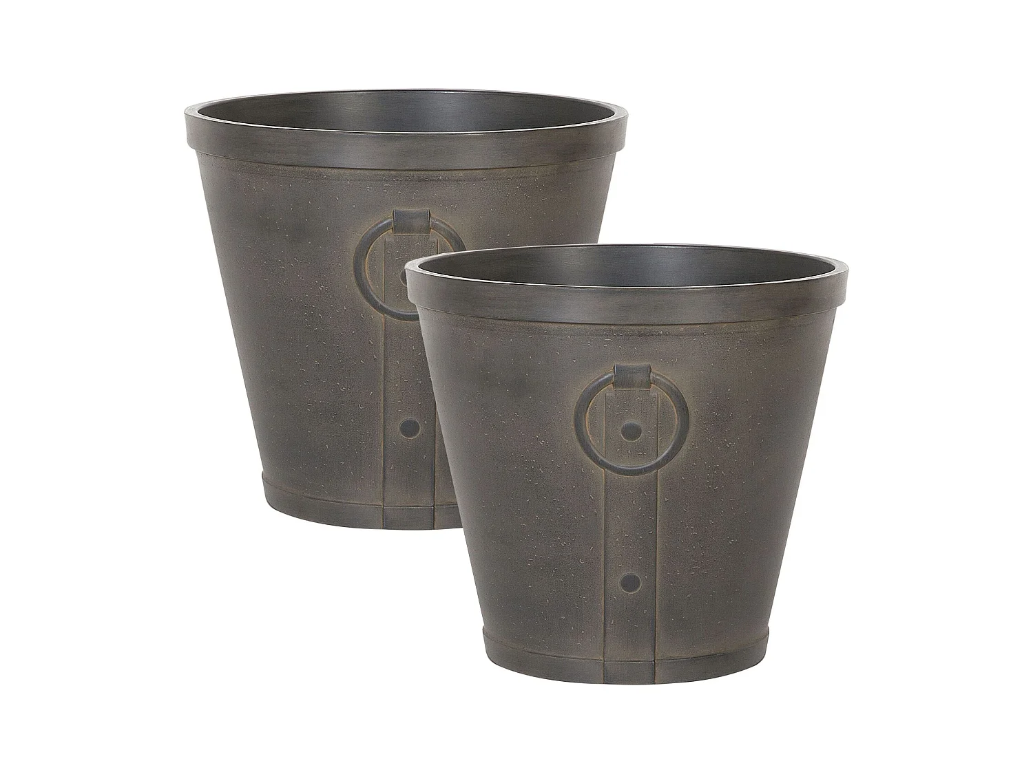 Conjunto de 2 macetas VARI Piedra 45 cm Marrón