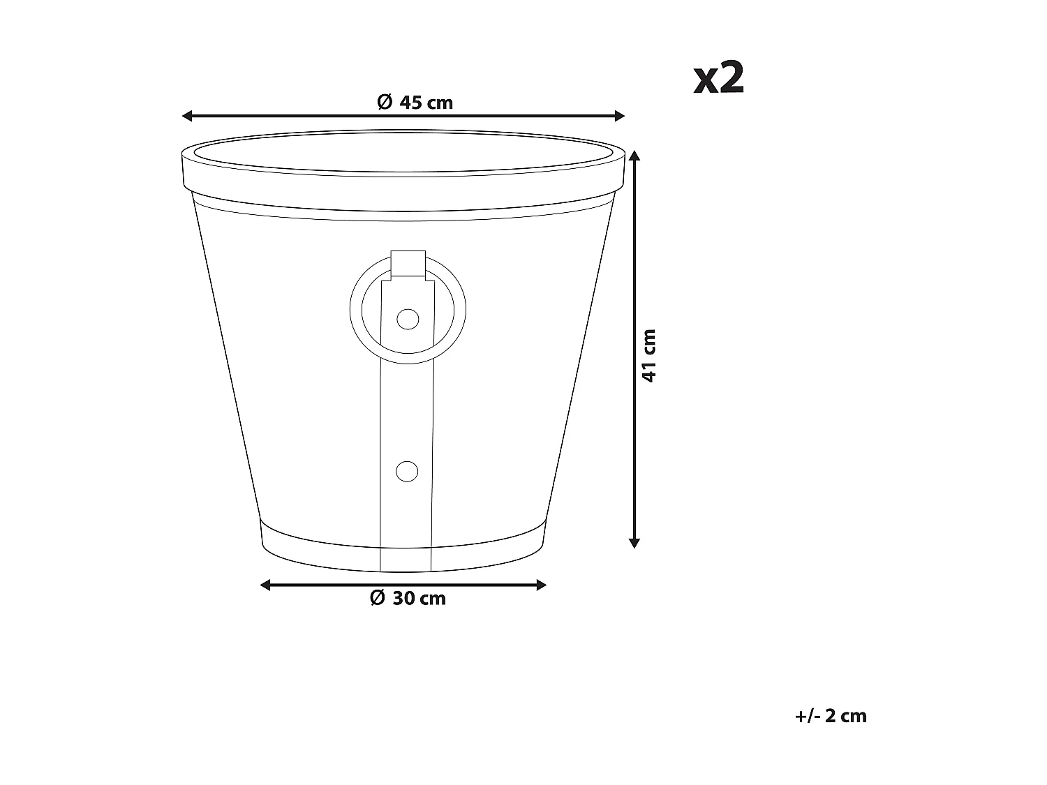 Zestaw 2 doniczek VARI Kamień 45 cm Brązowy