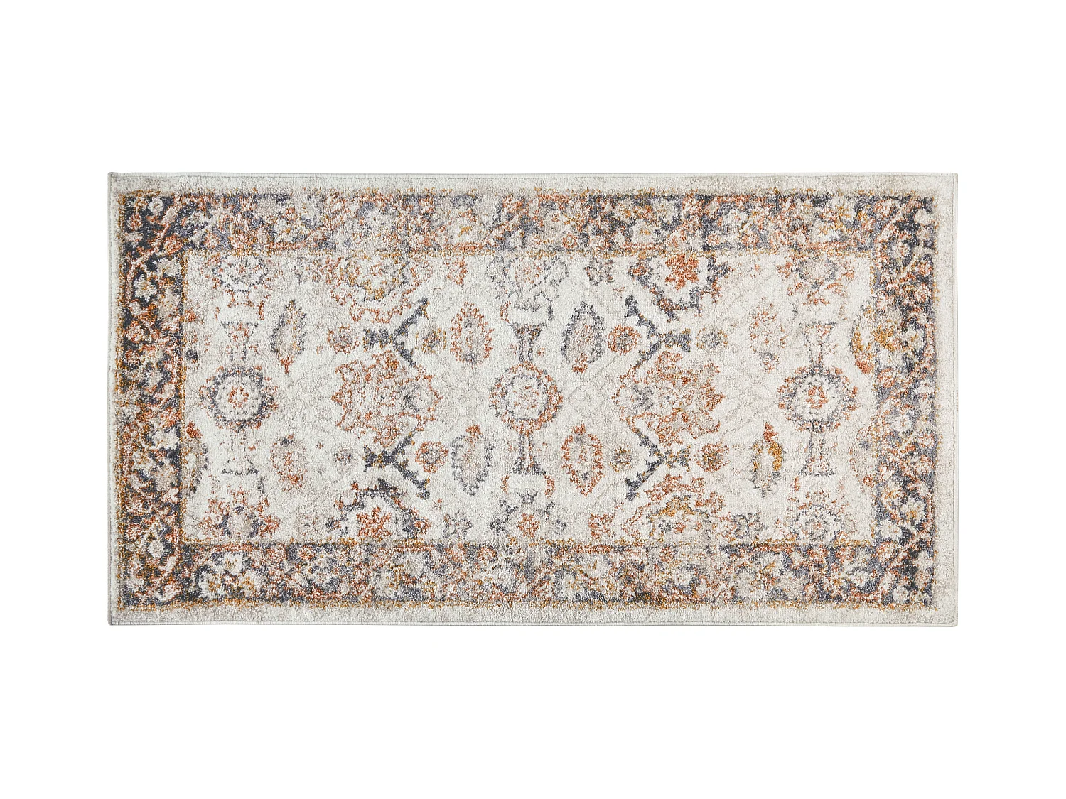 Teppich beige 80 x 150 cm Kurzflor orientalisches Muster Vintage Stil Nurnus