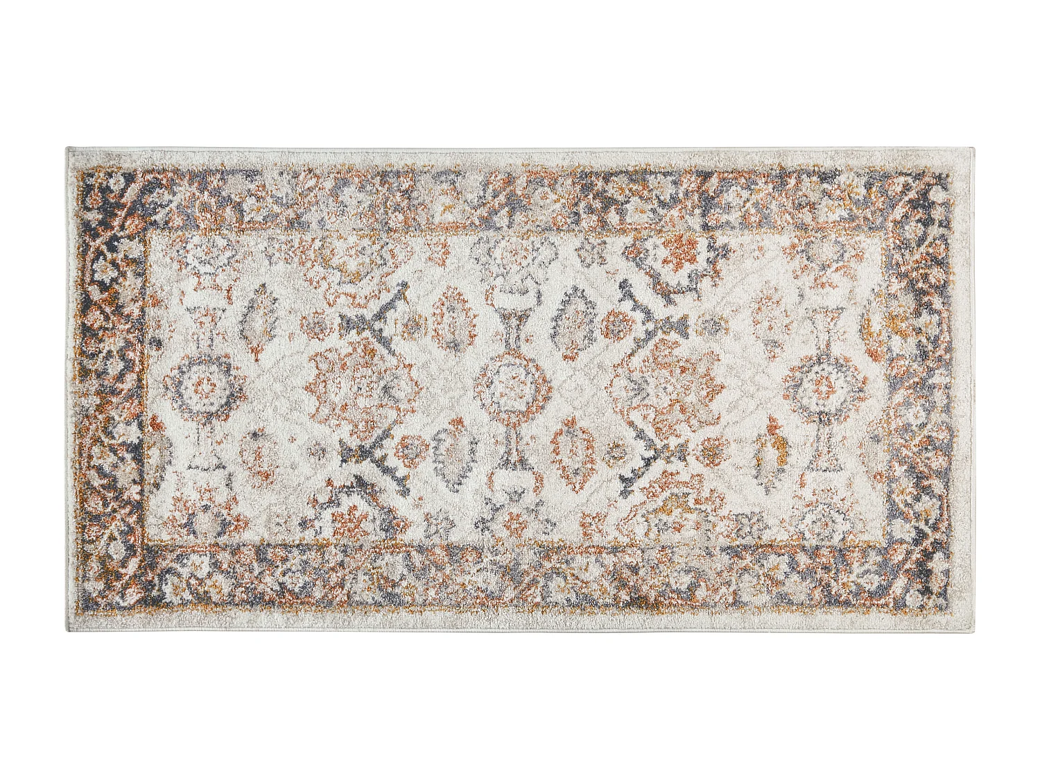 Teppich beige 80 x 150 cm Kurzflor orientalisches Muster Vintage Stil Nurnus