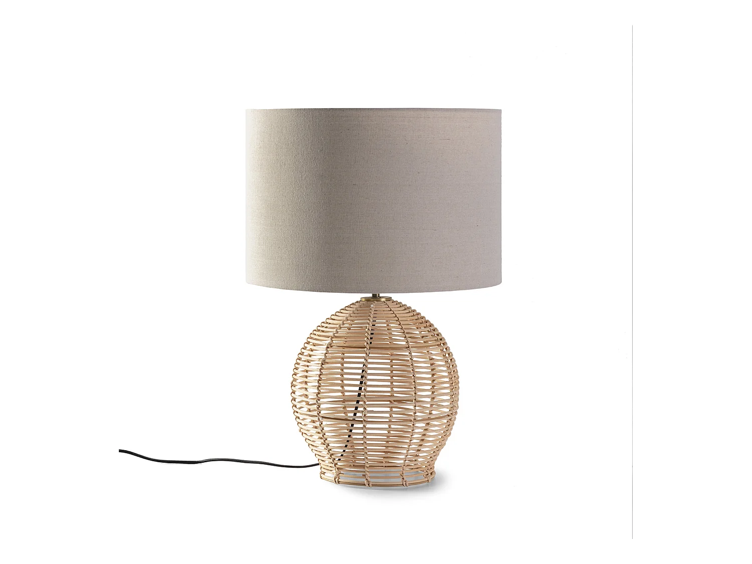 Luminária de mesa Miki de vime natural, diâmetro 42 cm.