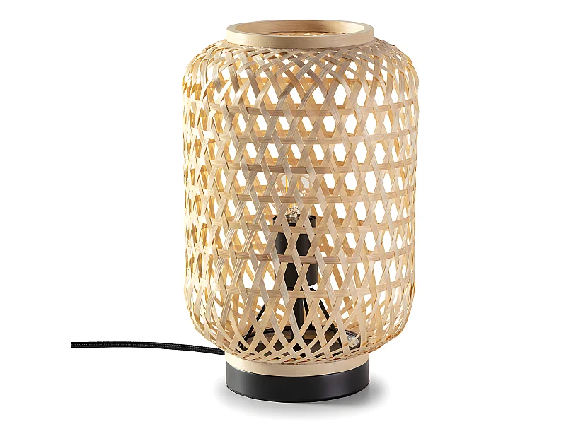 Lampe à poser Yuna en bambou, diamètre 22,5 cm