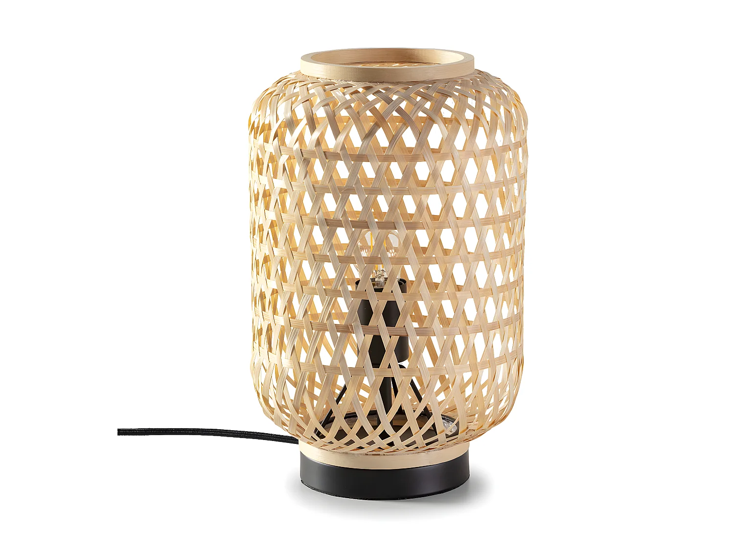 Lampe à poser Yuna en bambou, diamètre 22,5 cm