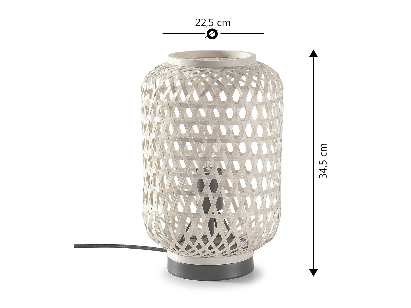 Lampe à poser Yuna en bambou, diamètre 22,5 cm