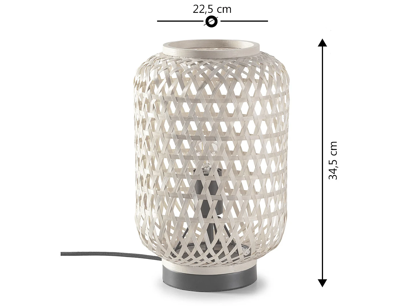 Lampe à poser Yuna en bambou, diamètre 22,5 cm