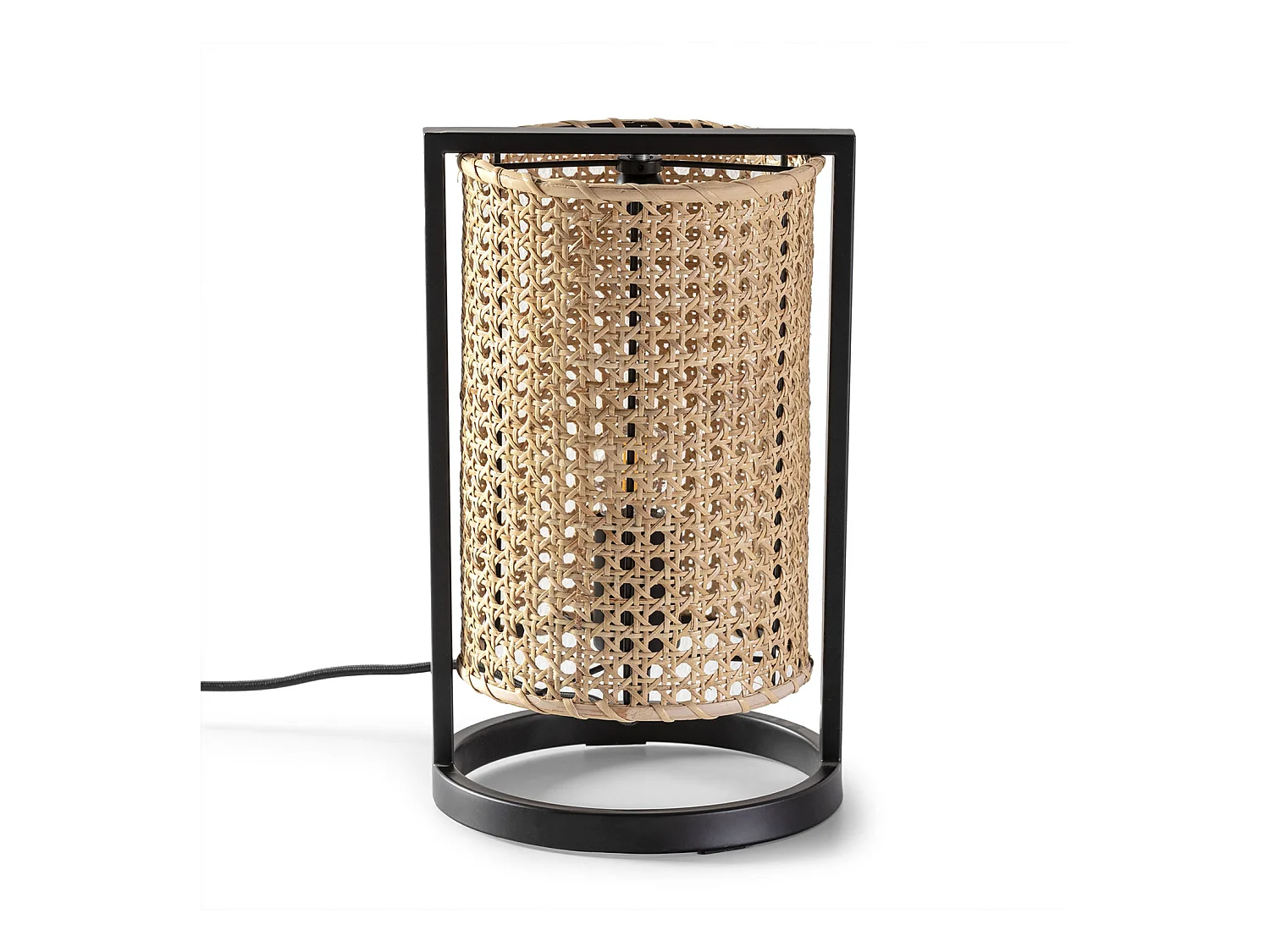 Lampe à poser Isao en rotin naturel, diamètre 20 cm