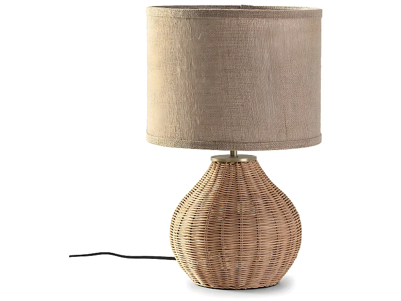 Lampe à poser Naoko en rotin naturel, diamètre 31 cm