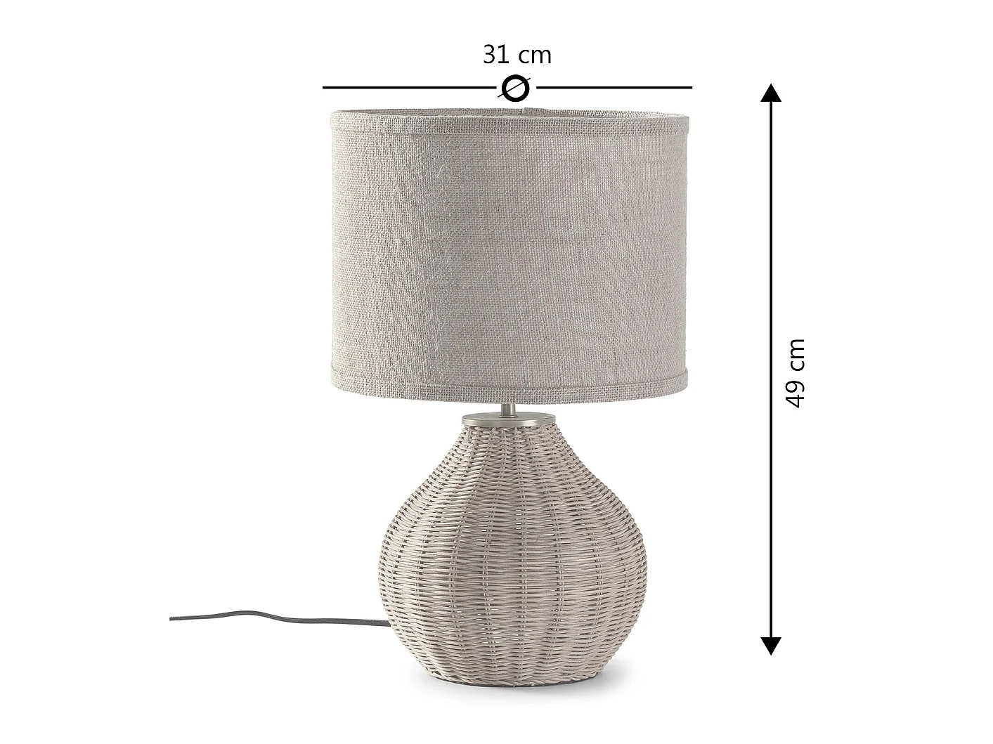 Tafellamp Naoko van natuurlijk rotan, diameter 31 cm