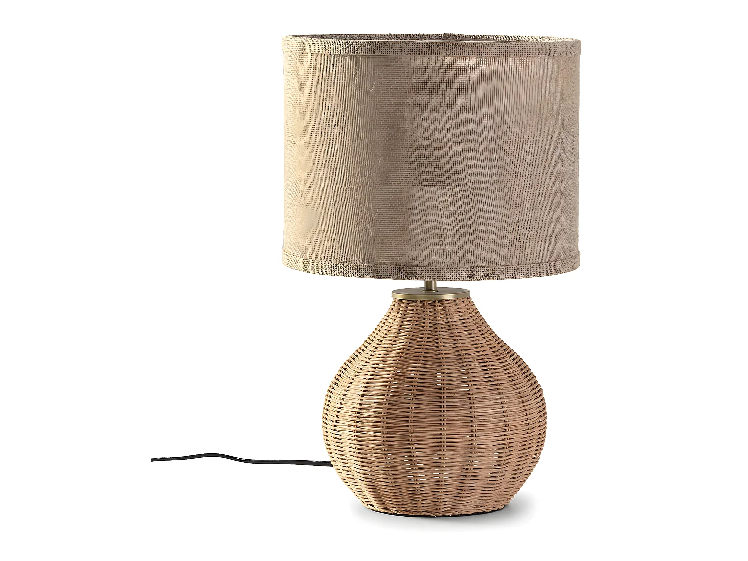 Lâmpada de mesa Naoko de vime natural, diâmetro 31 cm