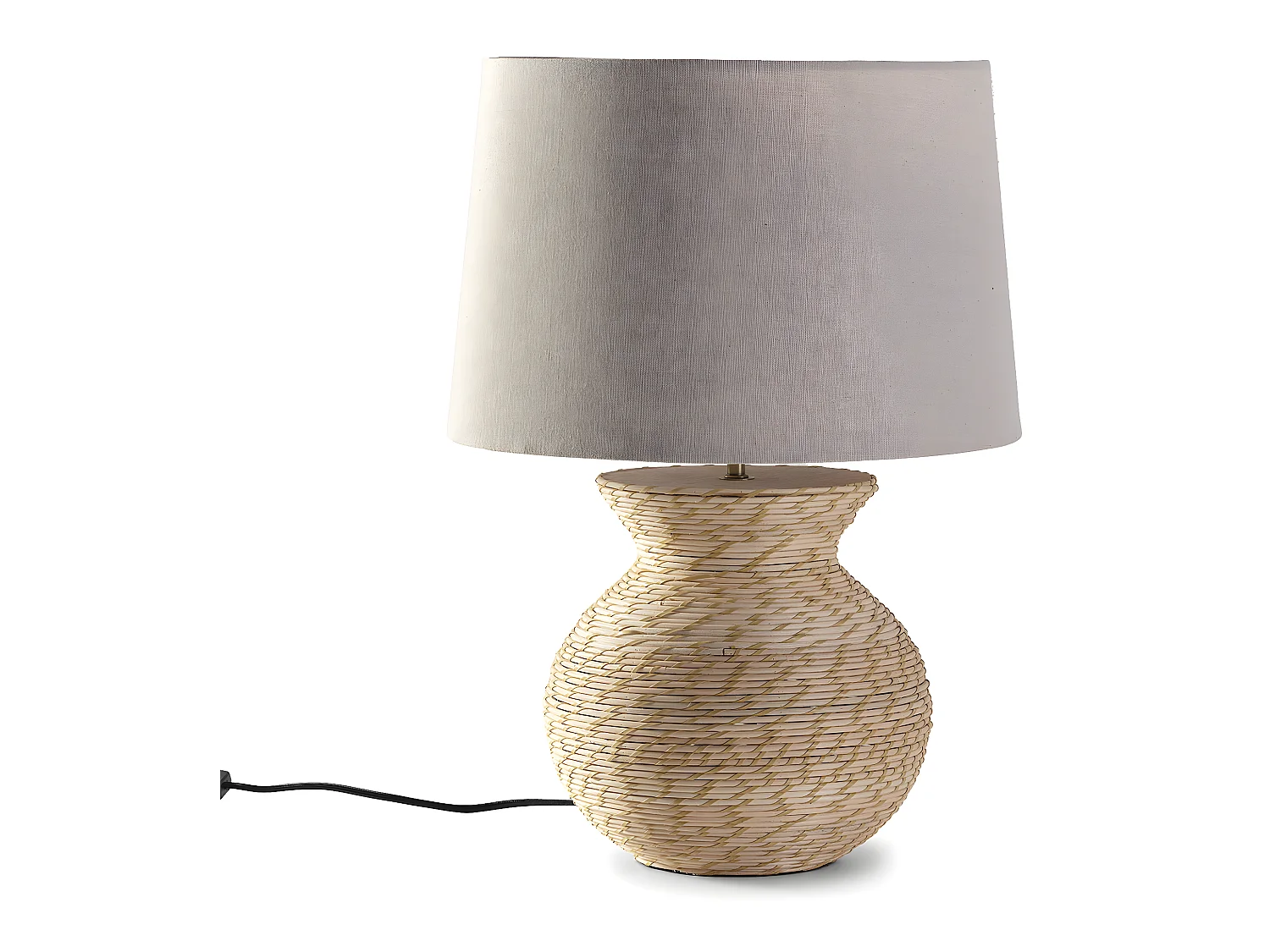 Lampe à poser Nori en rotin naturel, diamètre 40,5 cm