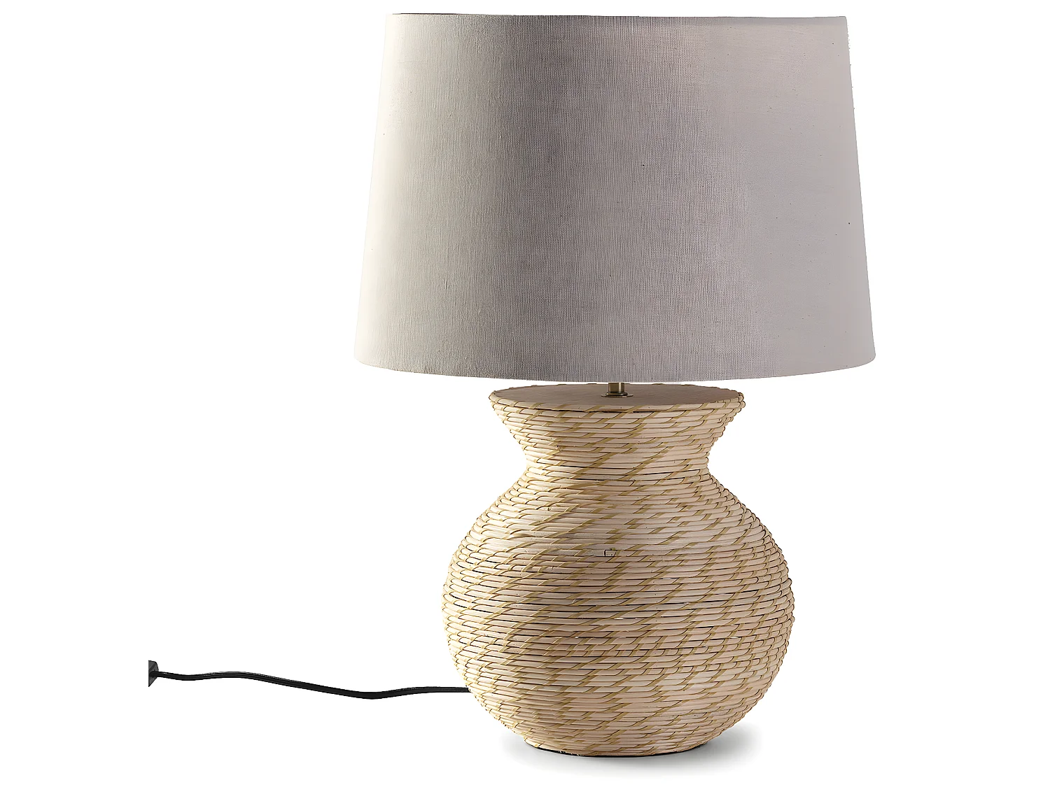 Lampe à poser Nori en rotin naturel, diamètre 40,5 cm