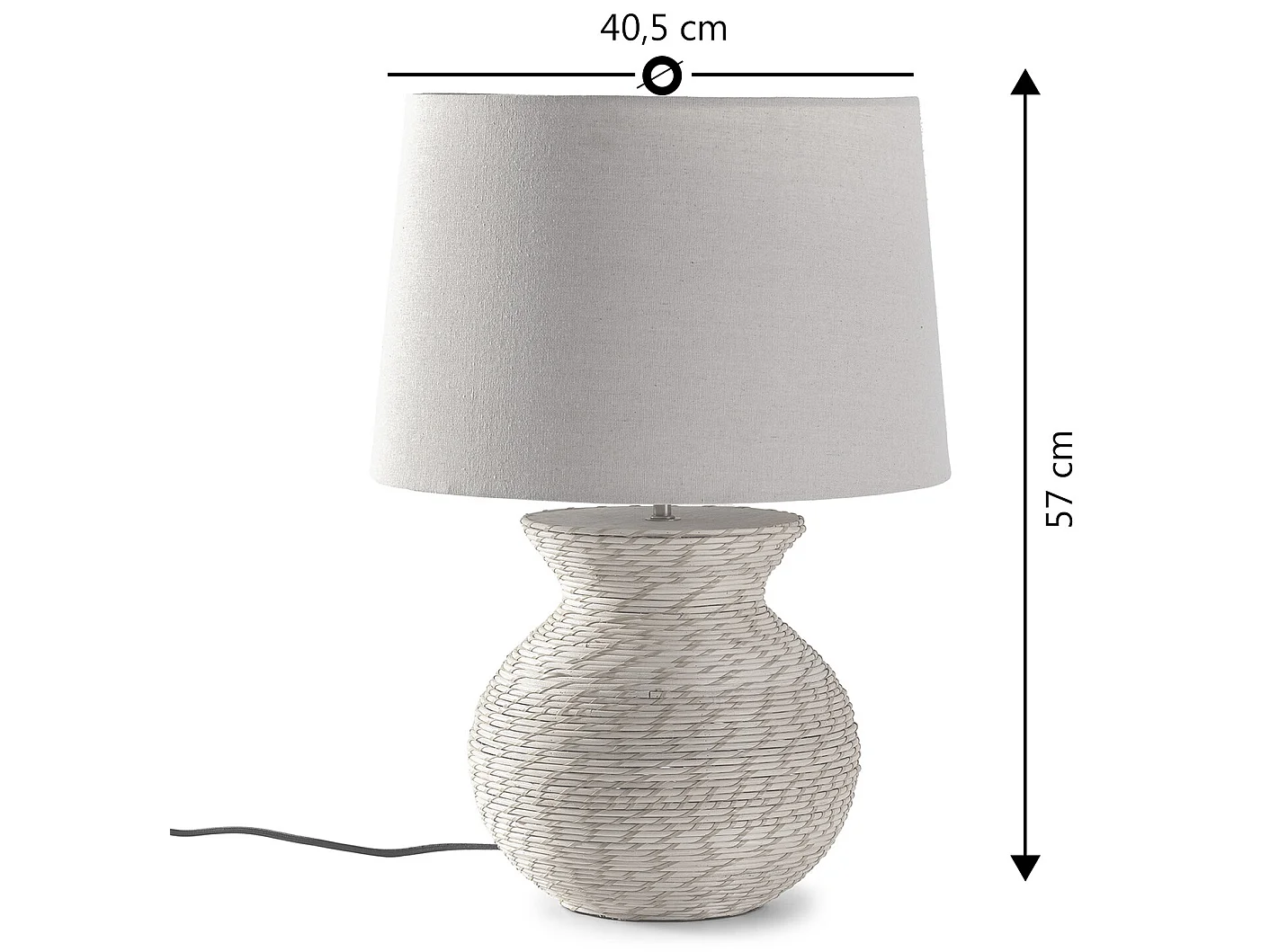Lampe à poser Nori en rotin naturel, diamètre 40,5 cm