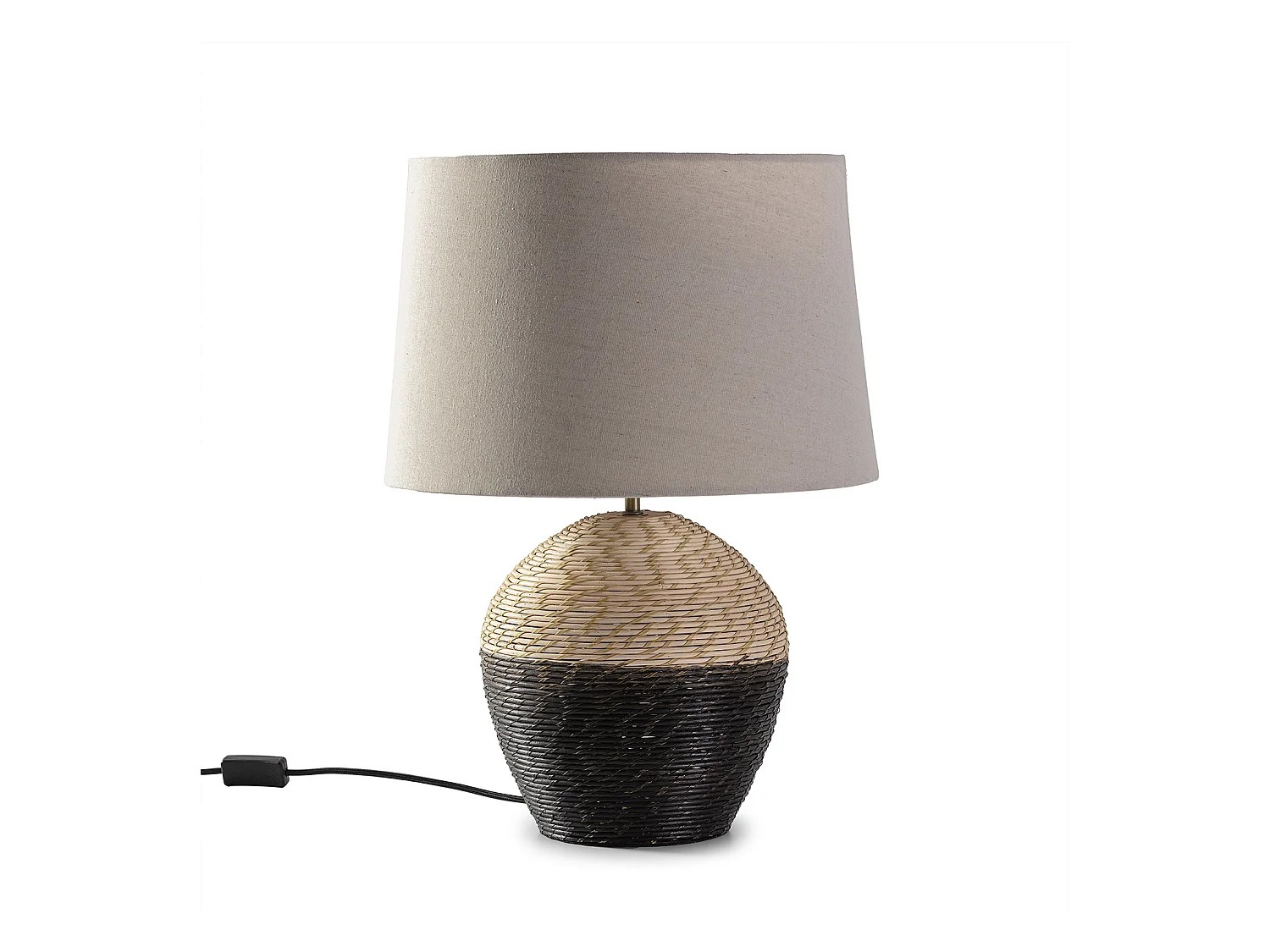 Lampe à poser Oyuki en rotin naturel, diamètre 40,5 cm