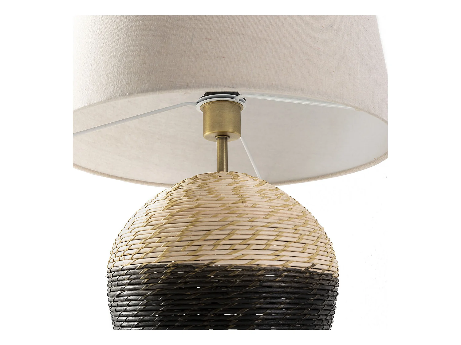 Lampe à poser Oyuki en rotin naturel, diamètre 40,5 cm