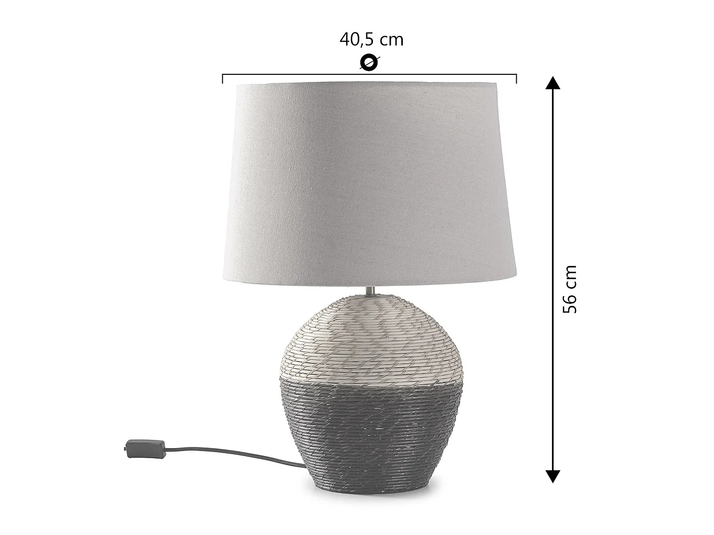 Lampe à poser Oyuki en rotin naturel, diamètre 40,5 cm