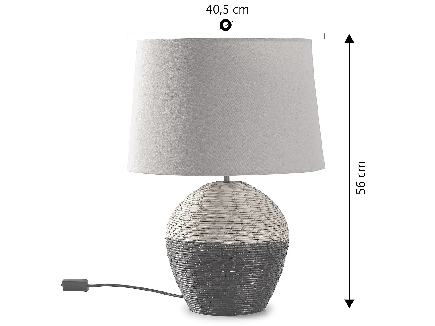 Lâmpada de mesa Oyuki de vime natural, diâmetro 40,5 cm