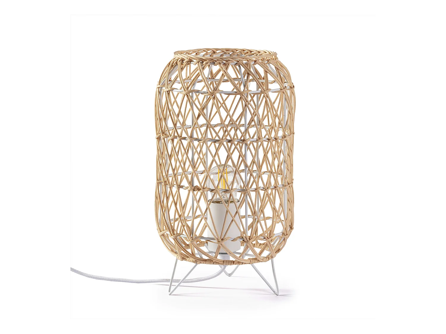 Lampe à poser Yoki en rotin naturel, diamètre 18,5 cm