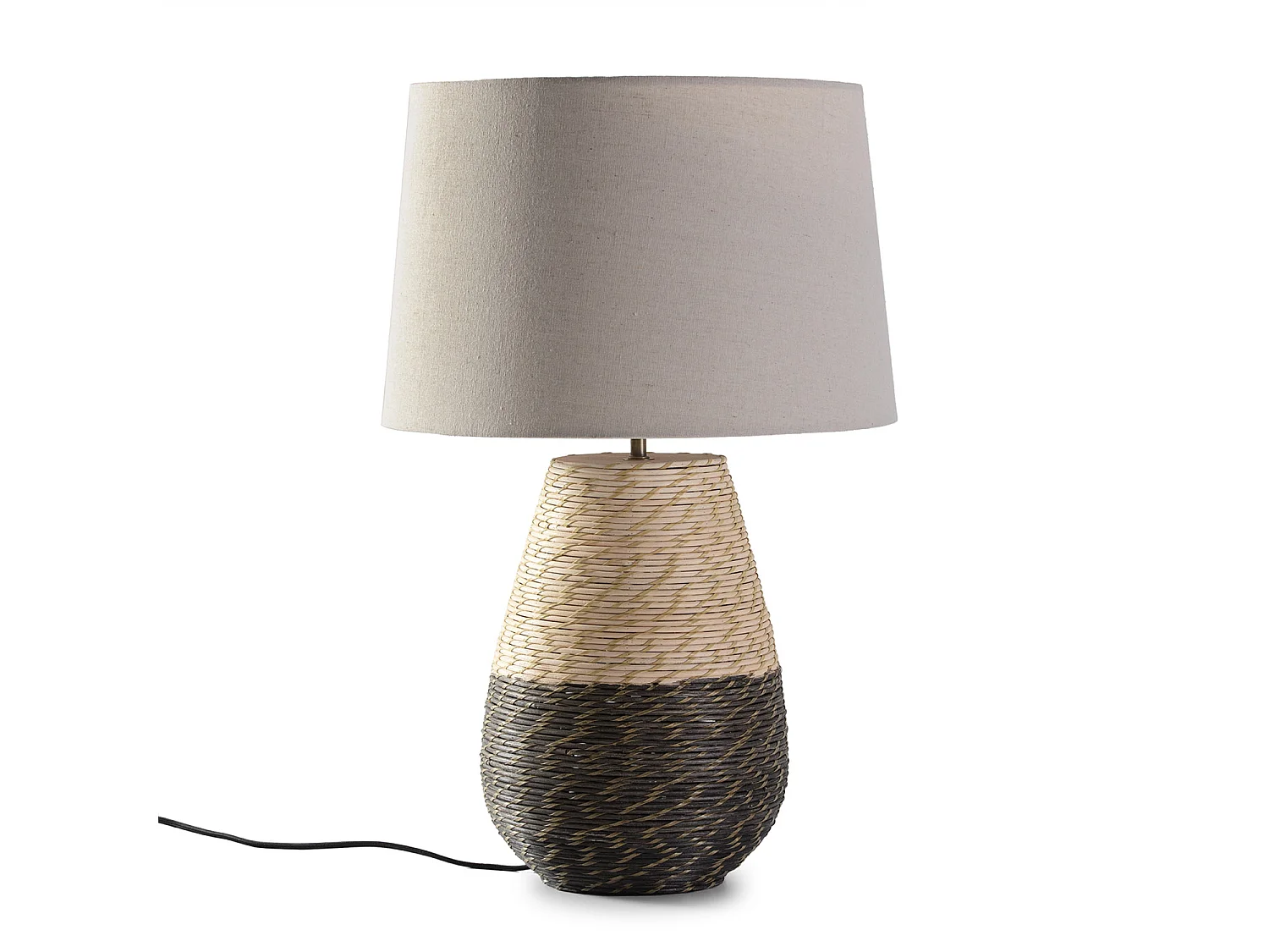 Lampe à poser Botan en rotin naturel, diamètre 40,5 cm