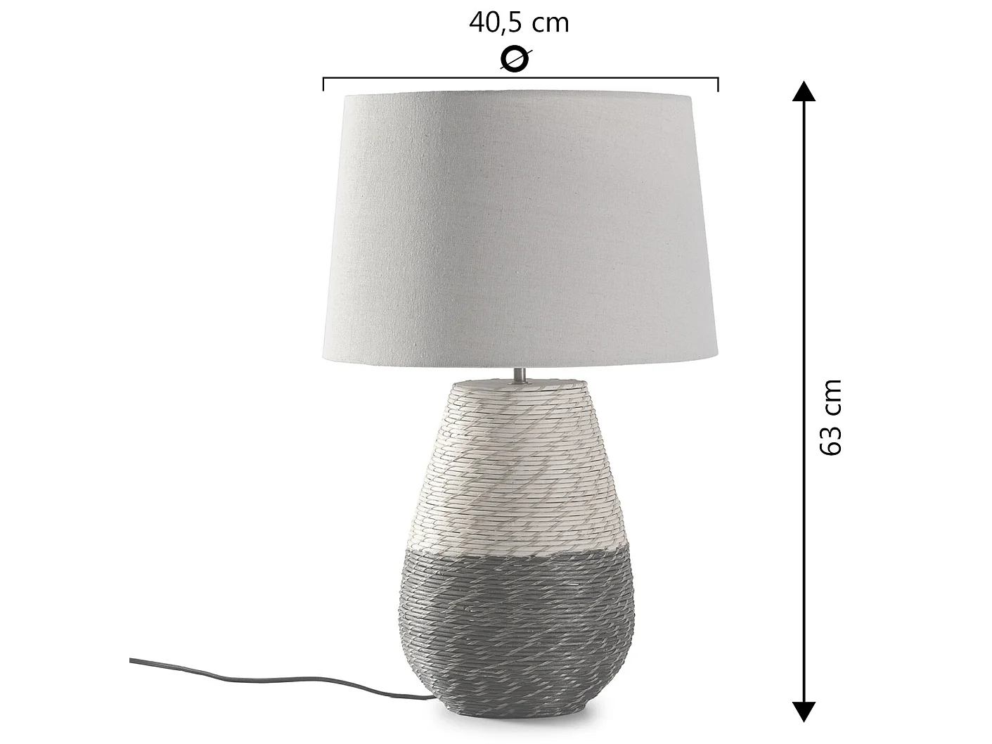 Lampe à poser Botan en rotin naturel, diamètre 40,5 cm