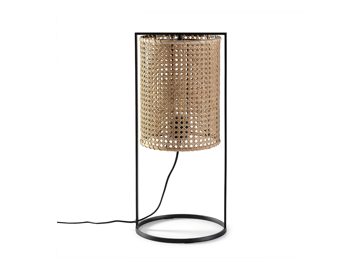 Lampe à poser Sumi en rotin naturel, diamètre 26 cm