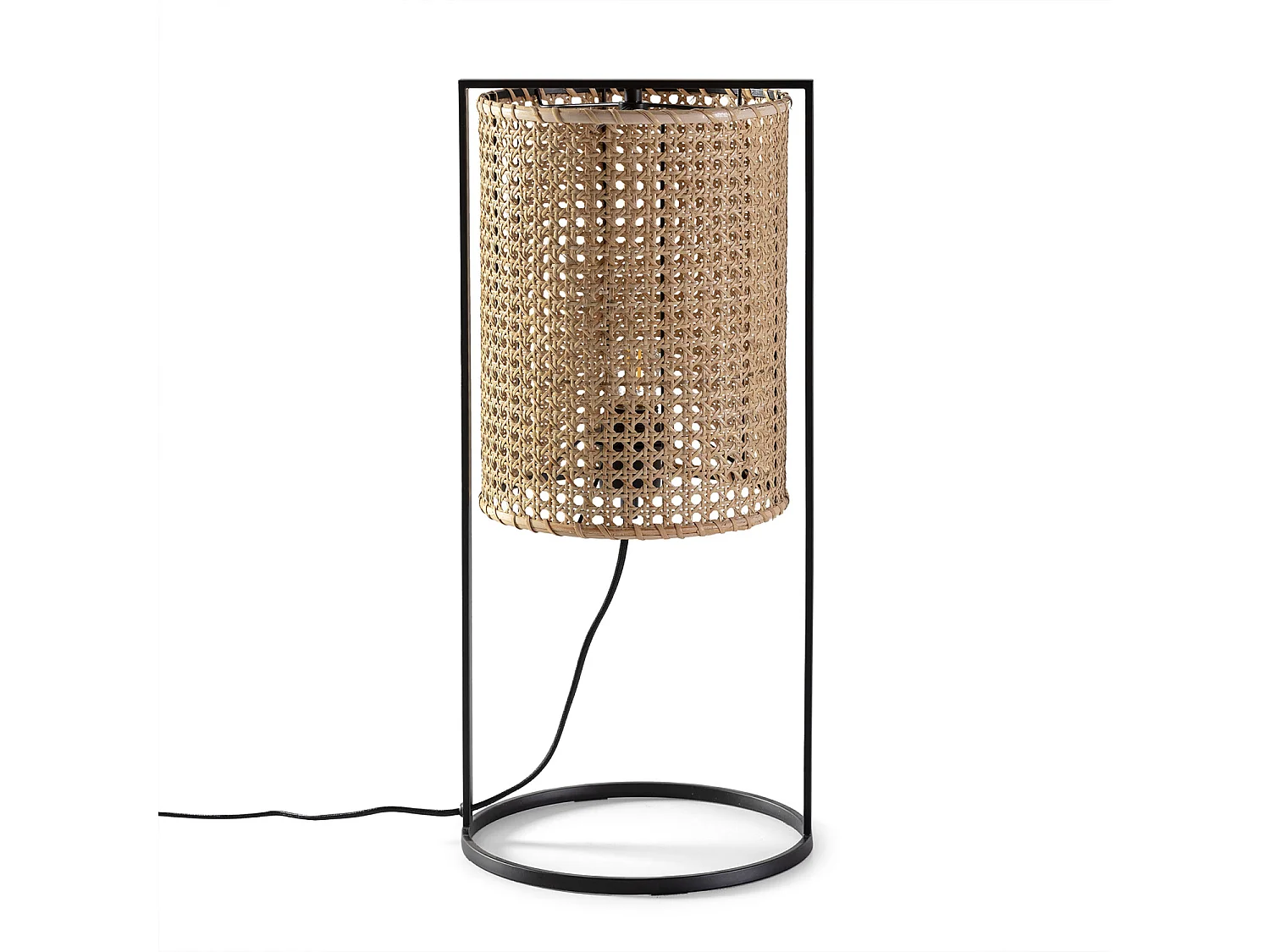 Lampe à poser Sumi en rotin naturel, diamètre 26 cm