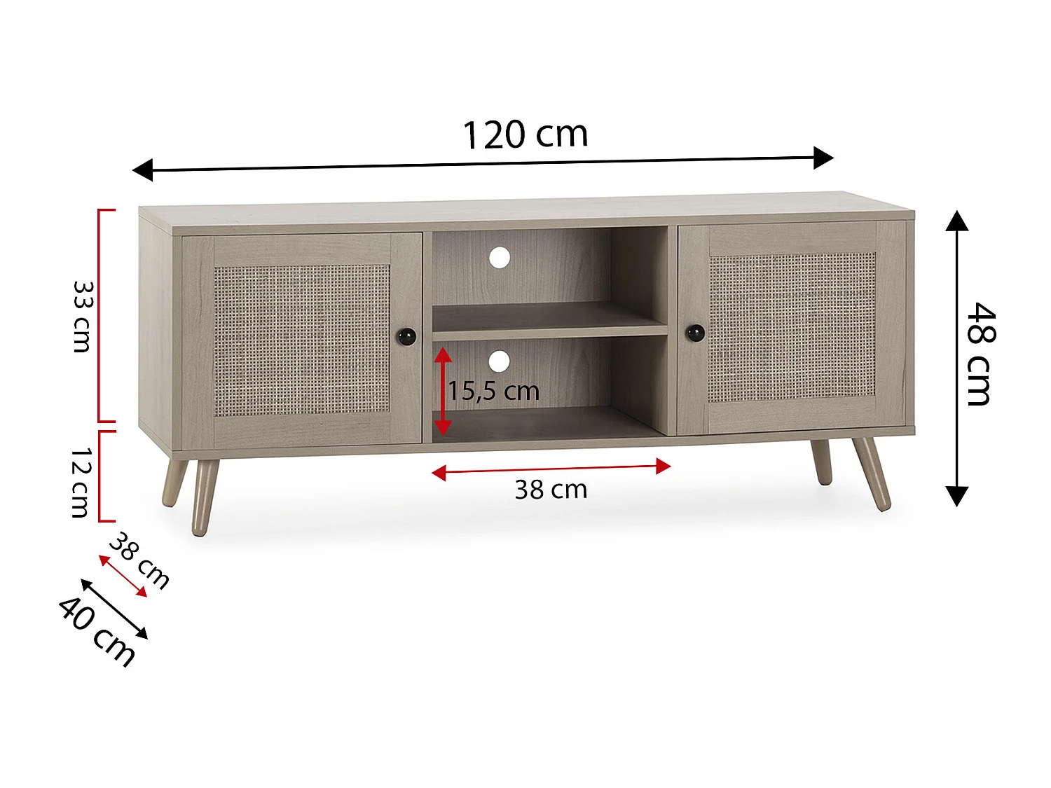 Tv Möbel Bella 2 Türen Eiche farbe