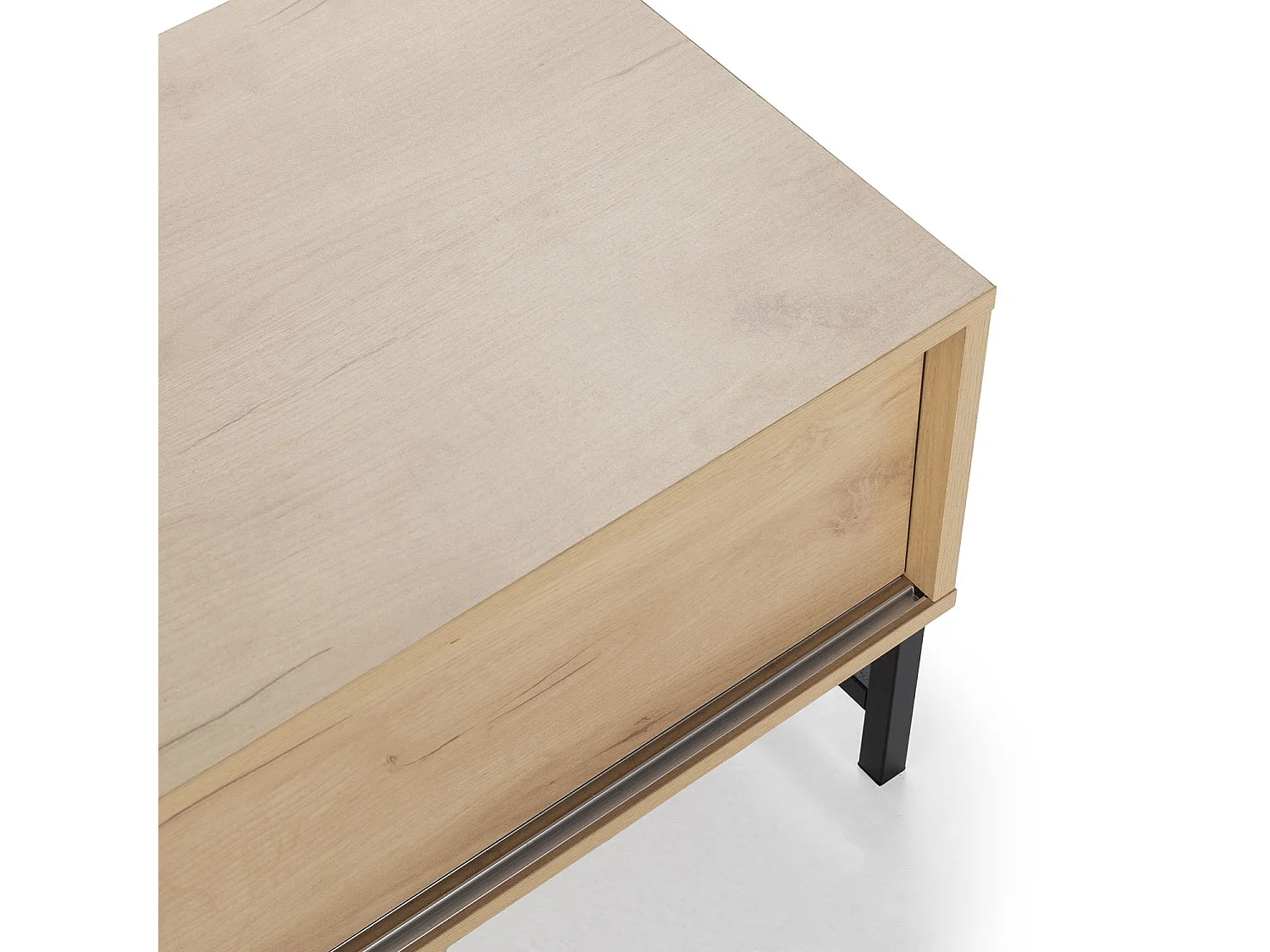 Meuble tv Isis 2 portes en chêne et métal noir 120 cm