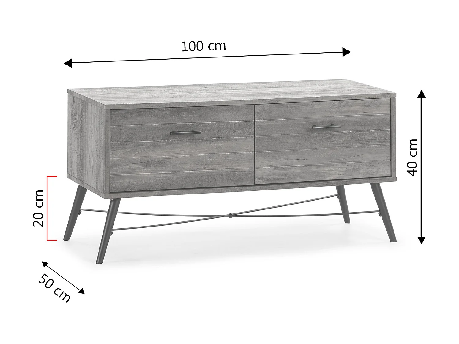 Mobile TV Clavel 2 cassetti Colore Rustico