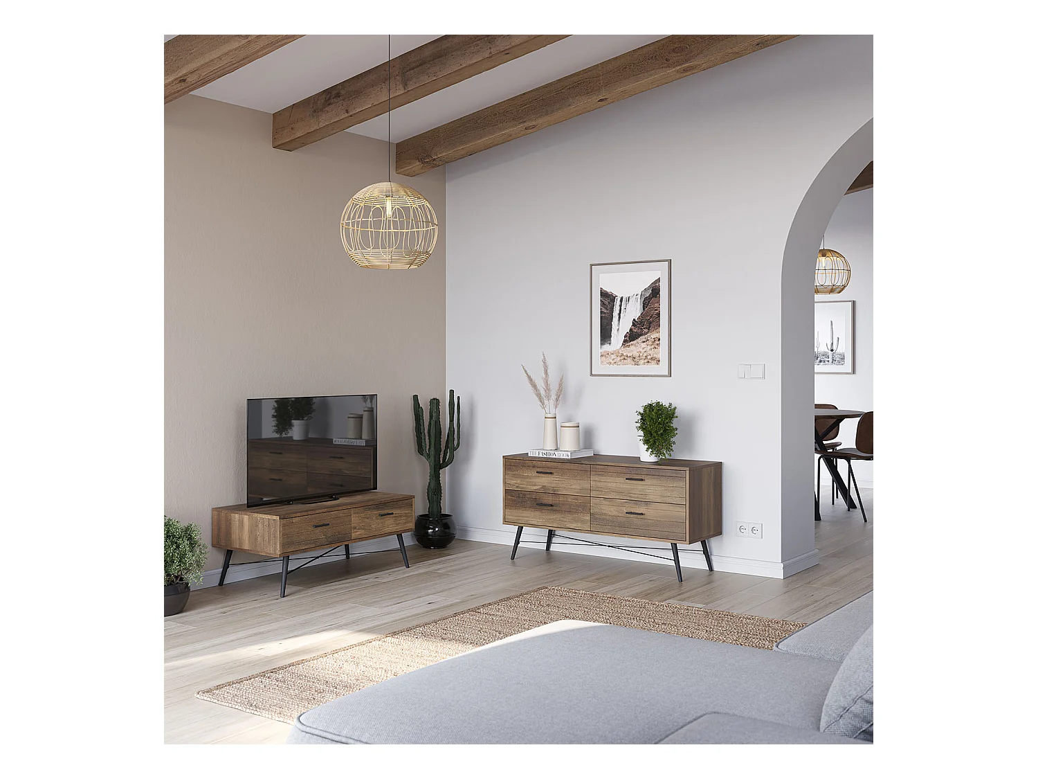 Mobile TV Clavel 2 cassetti Colore Rustico