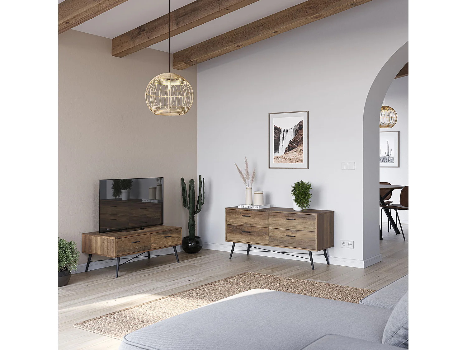 Mueble TV Clavel 2 cajones Color Rustic