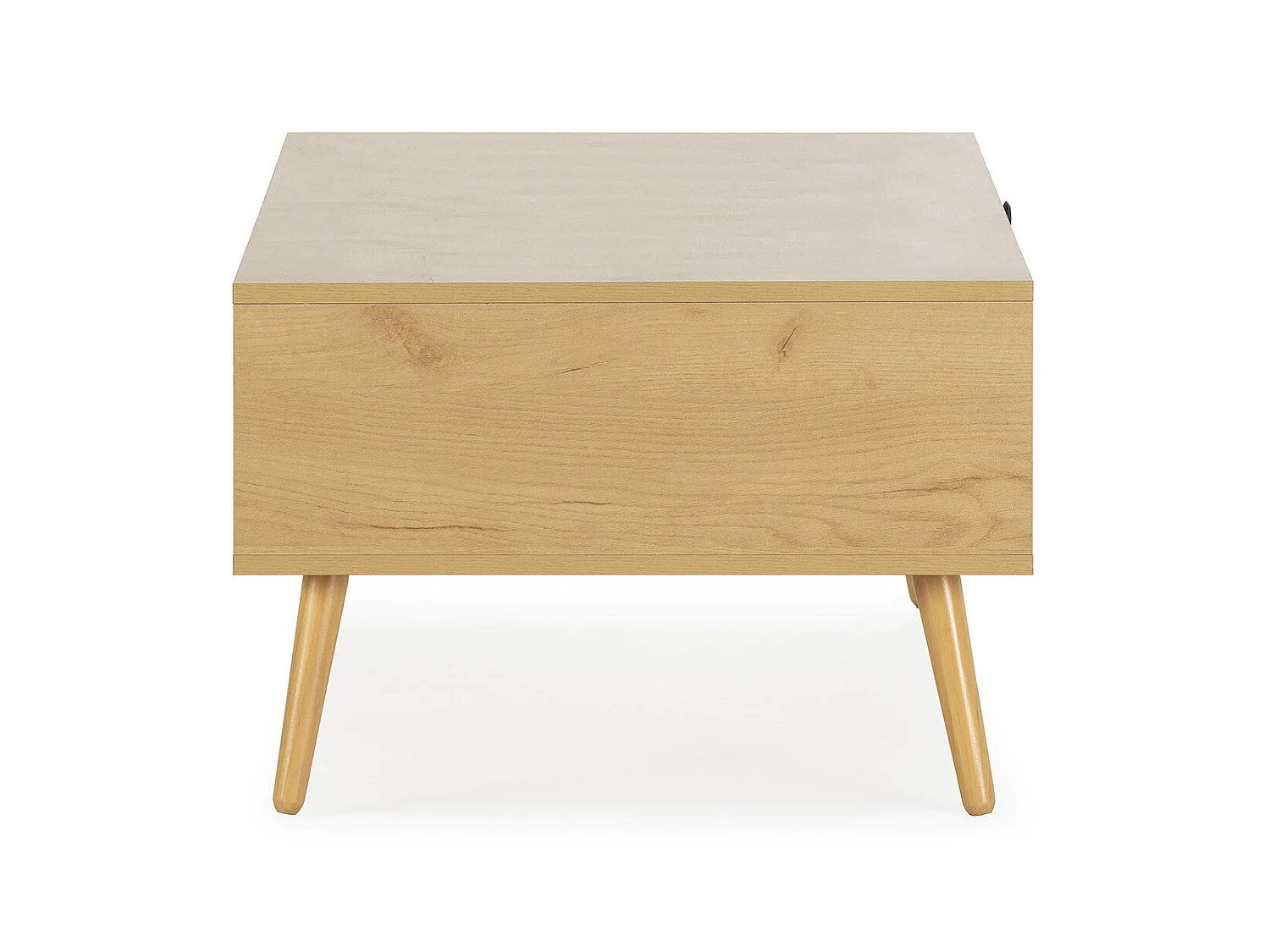 Salontafel Bella met 1 lade in eiken kleur met natuurlijk riet.