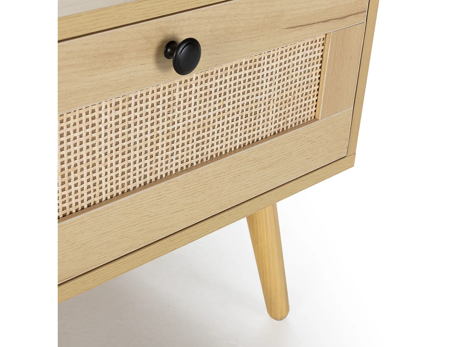 Table basse Bella 1 tiroir en rotin naturel coloris chêne