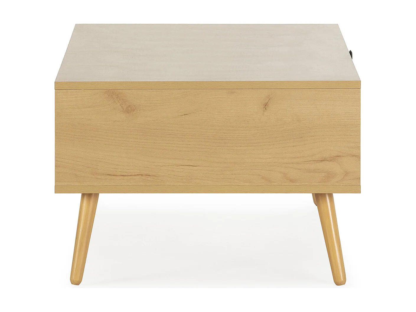 Mesa de centro Bella 1 gaveta cor de carvalho com ratã natural.