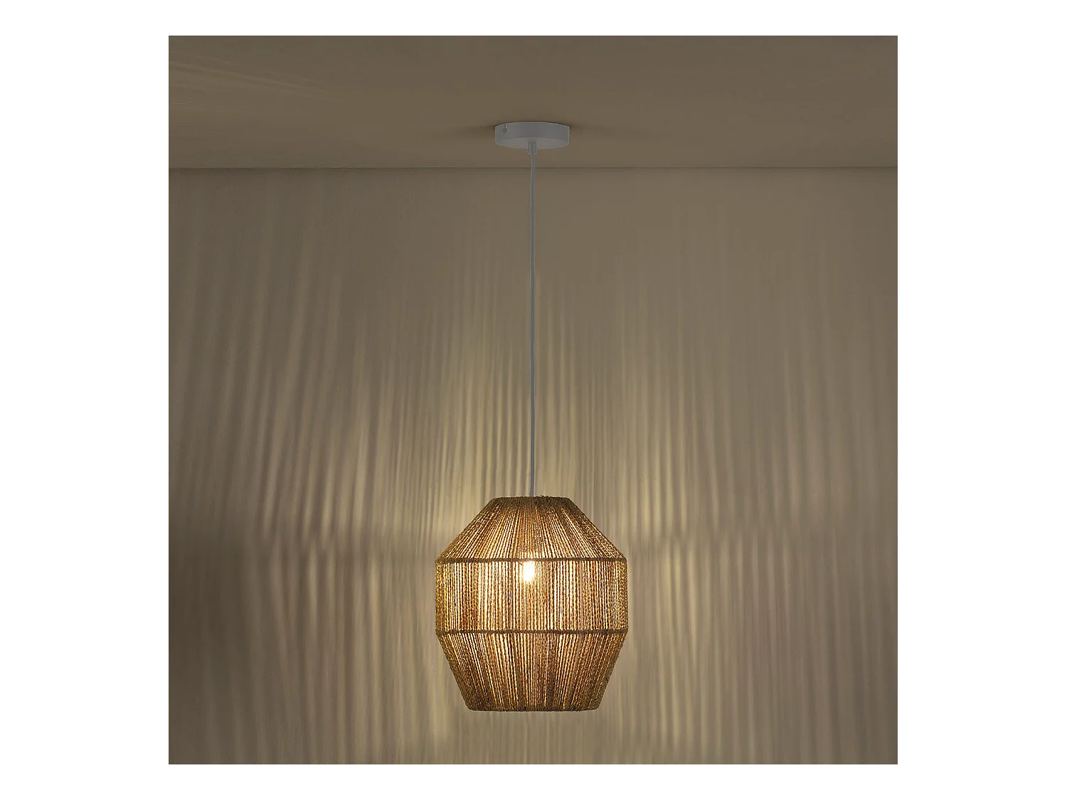 Lampada da soffitto Ishi in corda intrecciata, diametro 30 cm