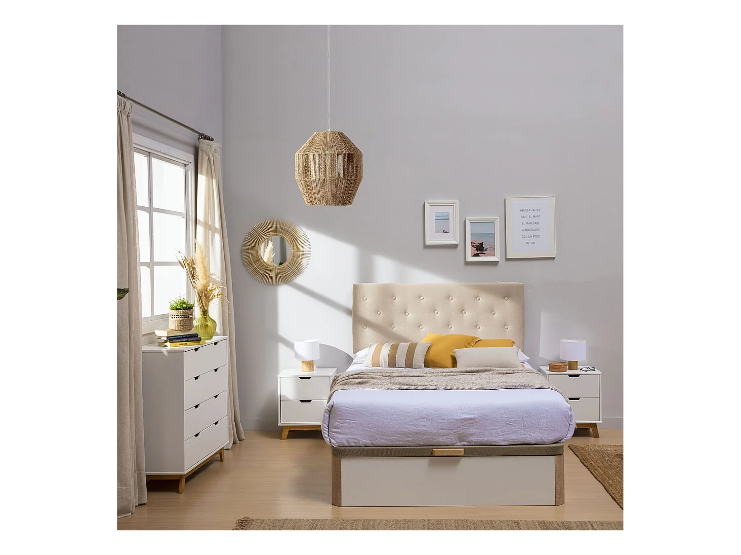 Lampada da soffitto Ishi in corda intrecciata, diametro 30 cm