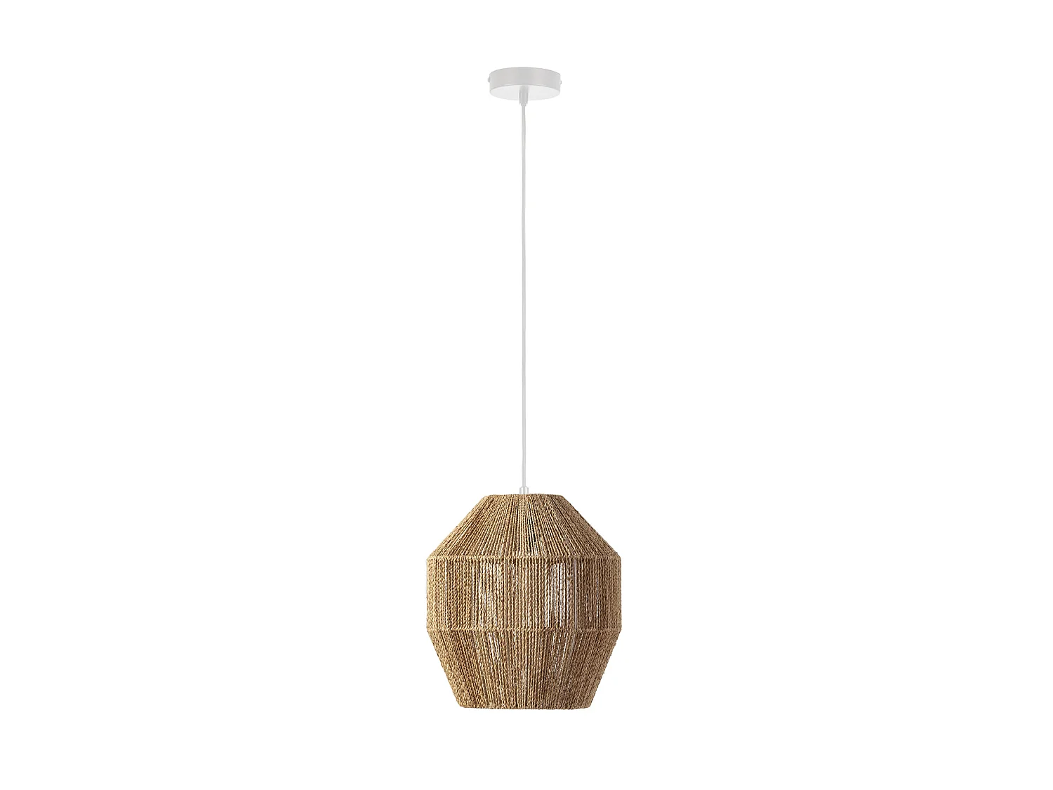Zawieszenie kolumnowe z plecionego sznura, średnica 30 cm.