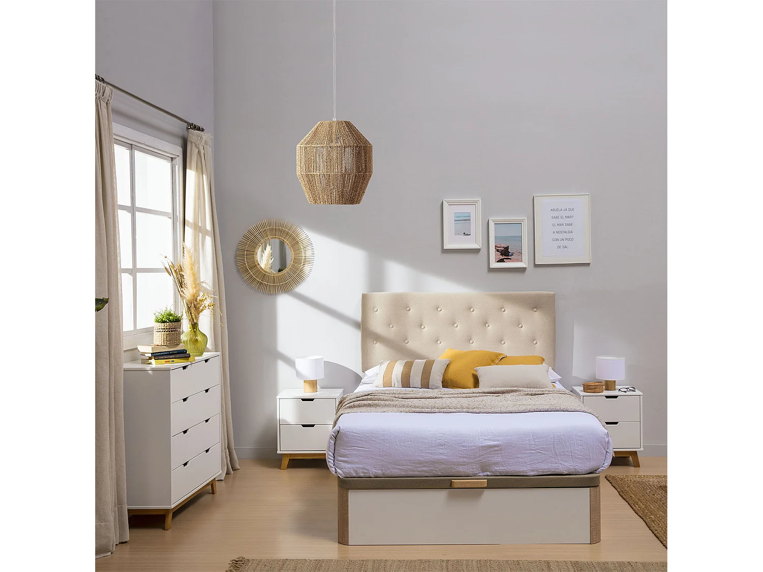 Suspension Ishi en corde tressée, diamètre 30 cm