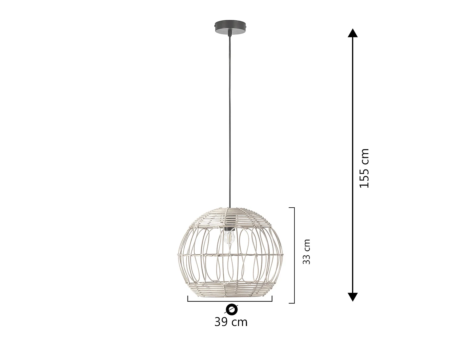 Hanglamp Kaede van natuurlijk rotan, diameter 39 cm