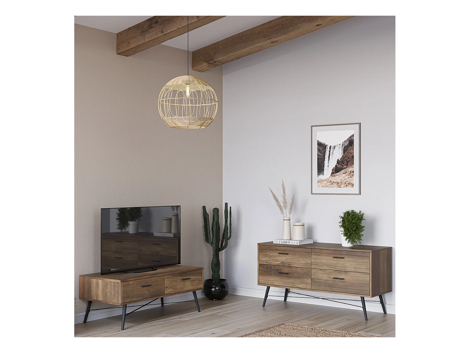 Hanglamp Kaede van natuurlijk rotan, diameter 39 cm