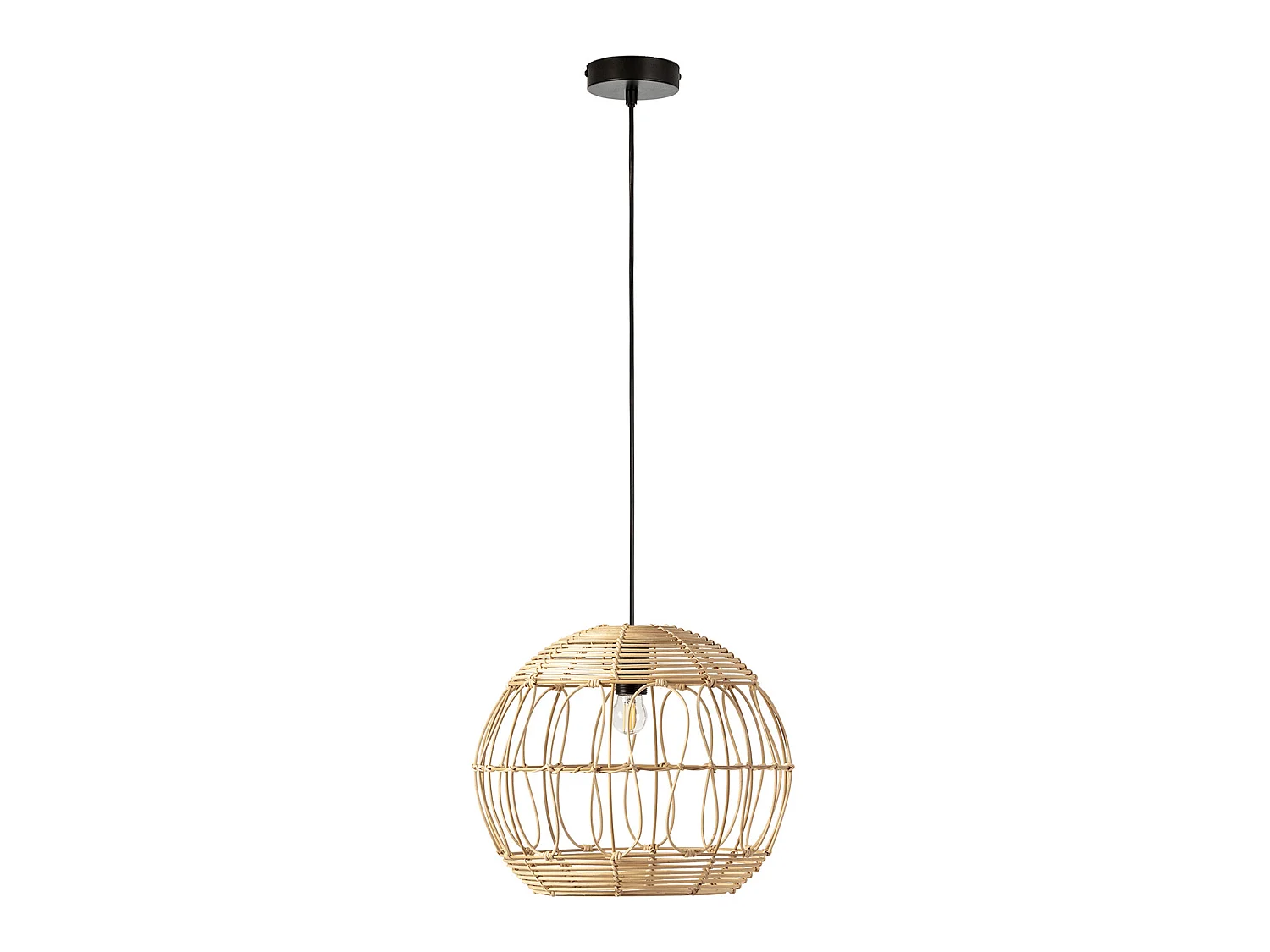 Zawieszenie lampy Kaede z naturalnego rattanu, średnica 39 cm.