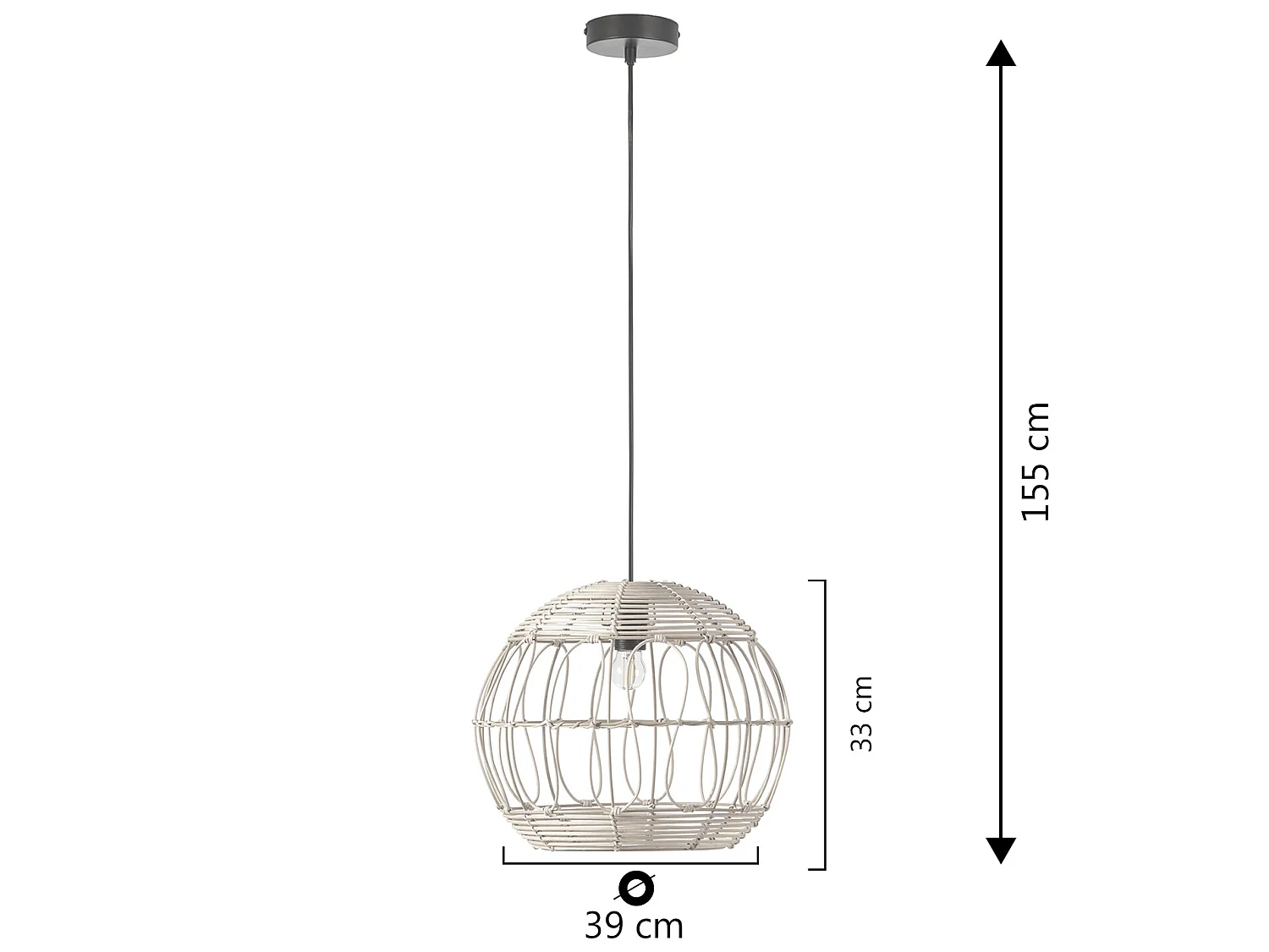 Suspension Kaede en rotin naturel, diamètre 39 cm