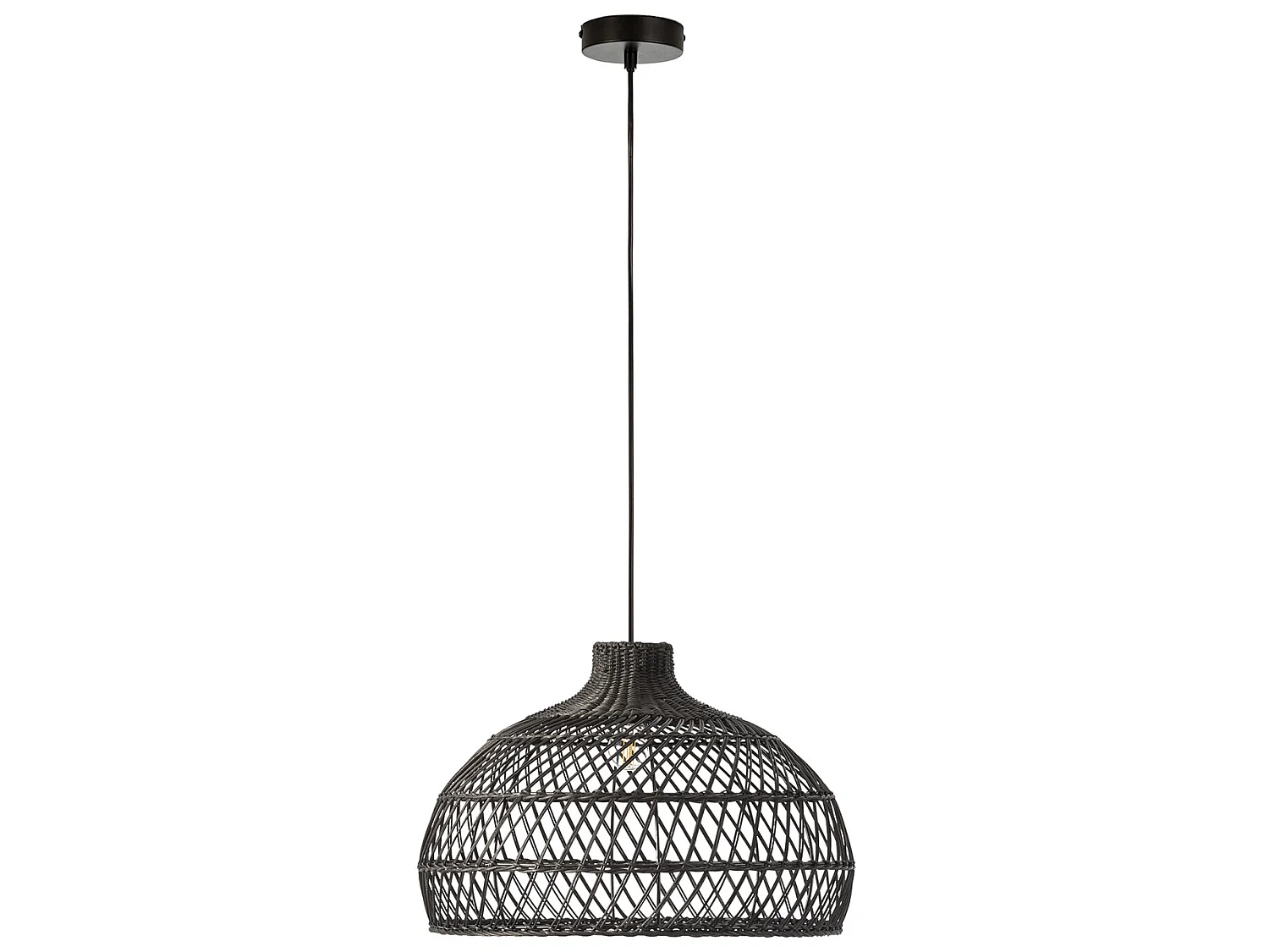 Suspension Hoshi en rotin naturel de couleur Noir, diamètre 46 cm