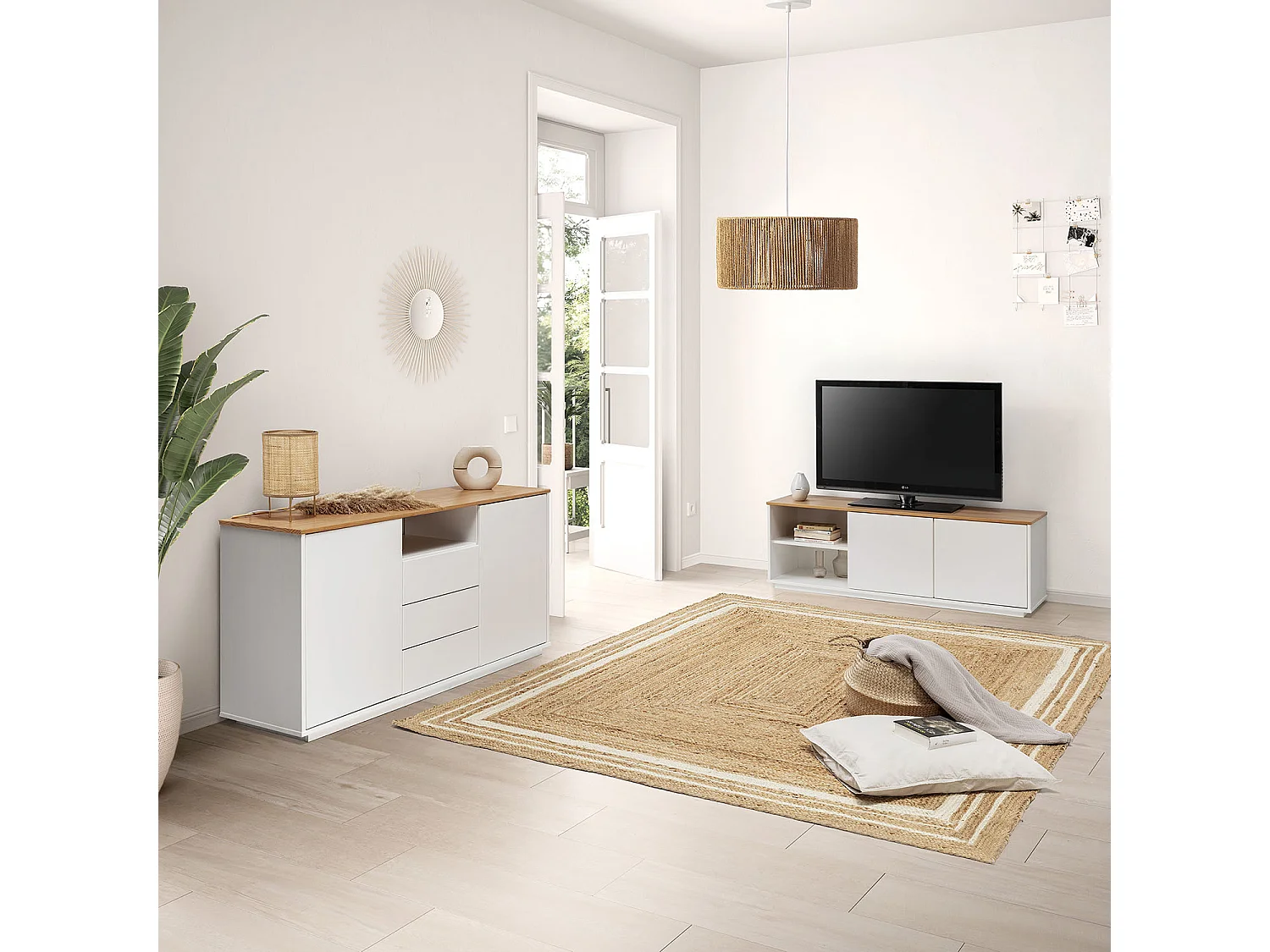 Hanglamp Chiyo van gevlochten papier, diameter 35,5 cm