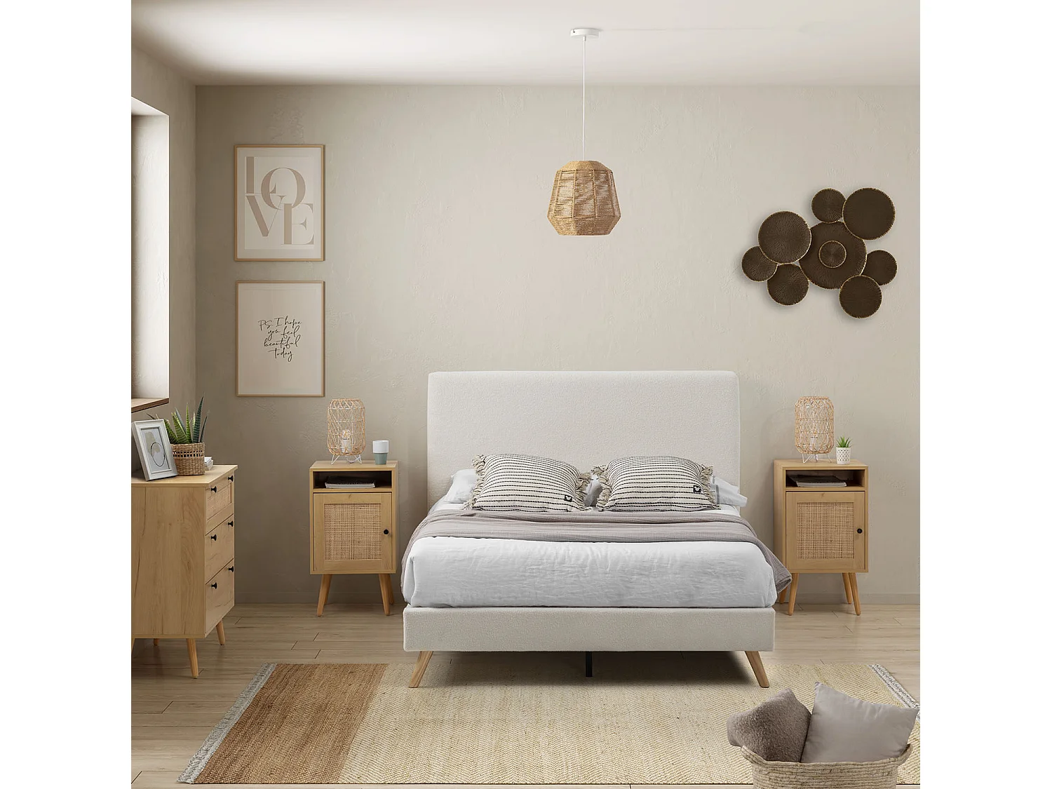 Suspension Akina en papier tissé, diamètre 31 cm