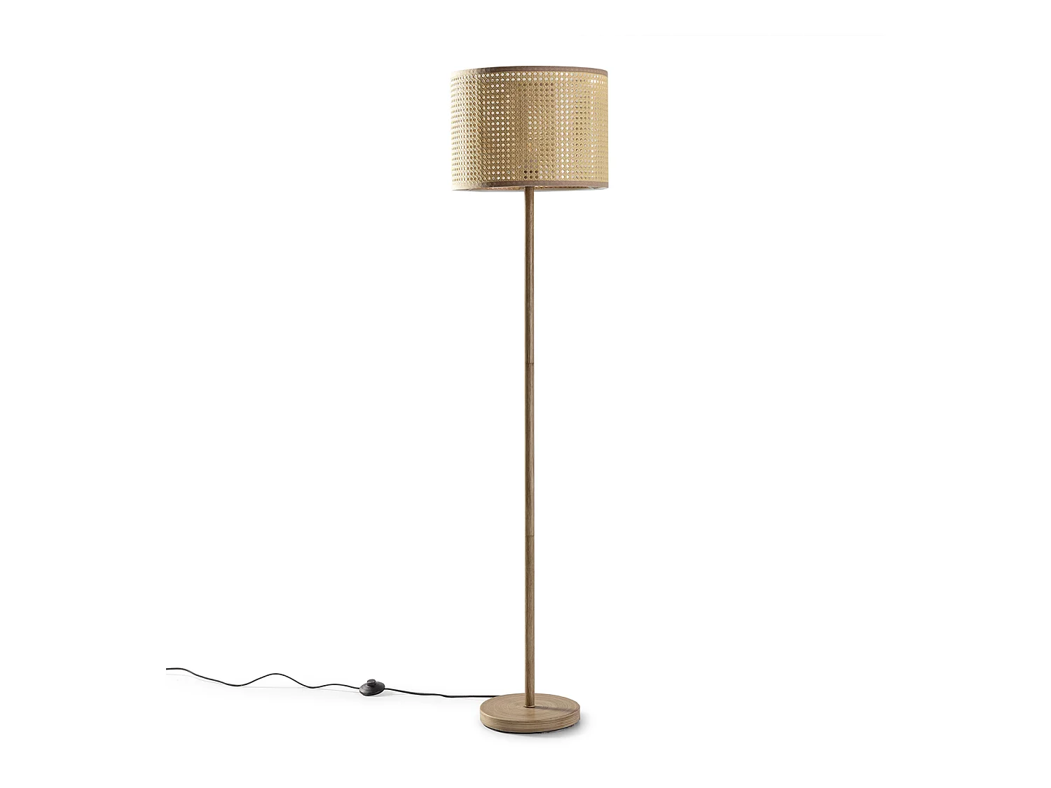Lampadaire Keiko métal imitation bois, hauteur 161 cm